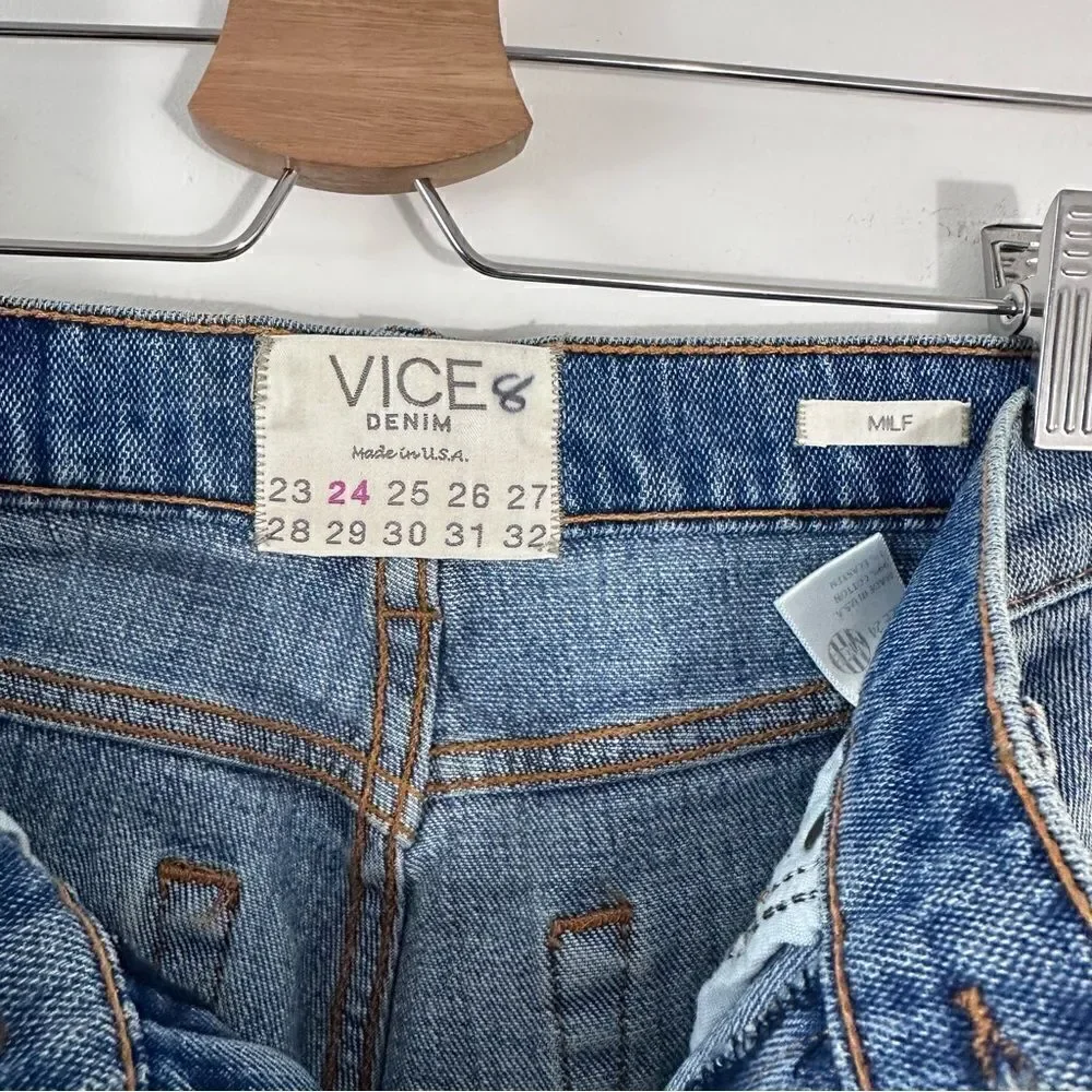 REVICE Milf Distressed Wide Leg Jeans